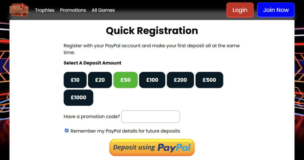 No register casino - Deal or No Deal
