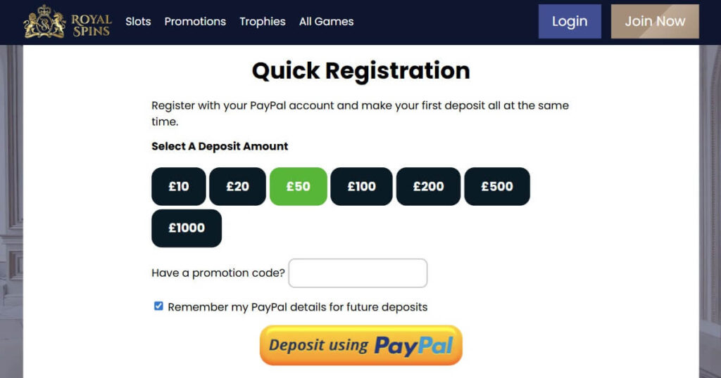 Popular no registration casino UK - Royal Spins