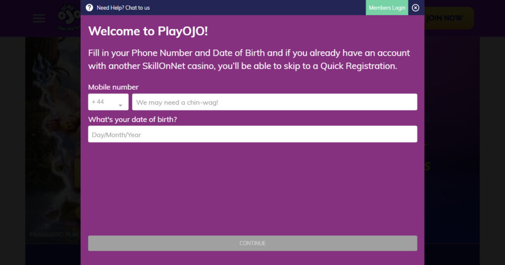 Popular no registration casino UK - PlayOJO